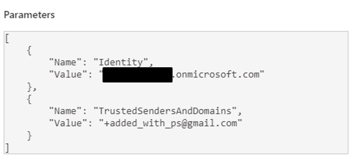 UAL-logged event of Safe Sender addition via PowerShell